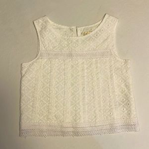 Girls White Eyelet Tank